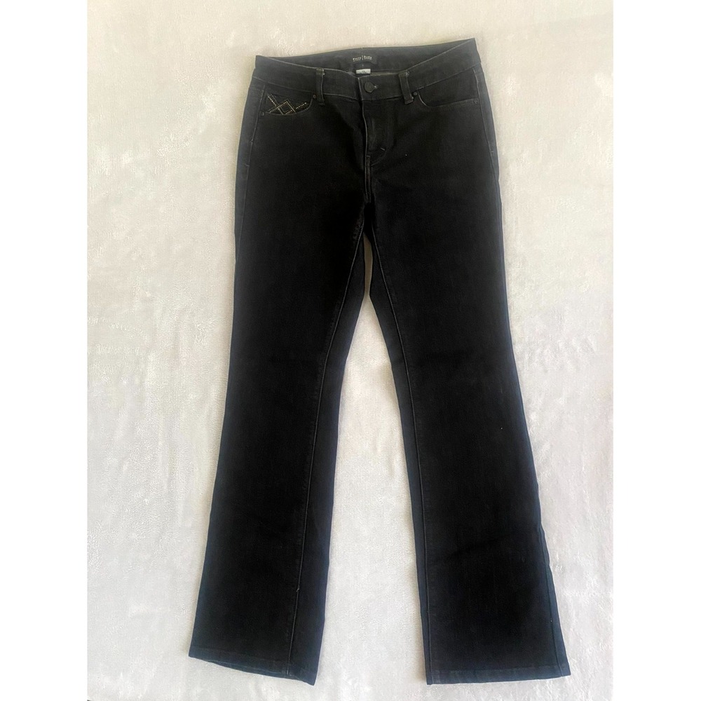 White House Black Market‎ Jeans Womens 6 Black Stretch Rhinestone Bootcut Leg